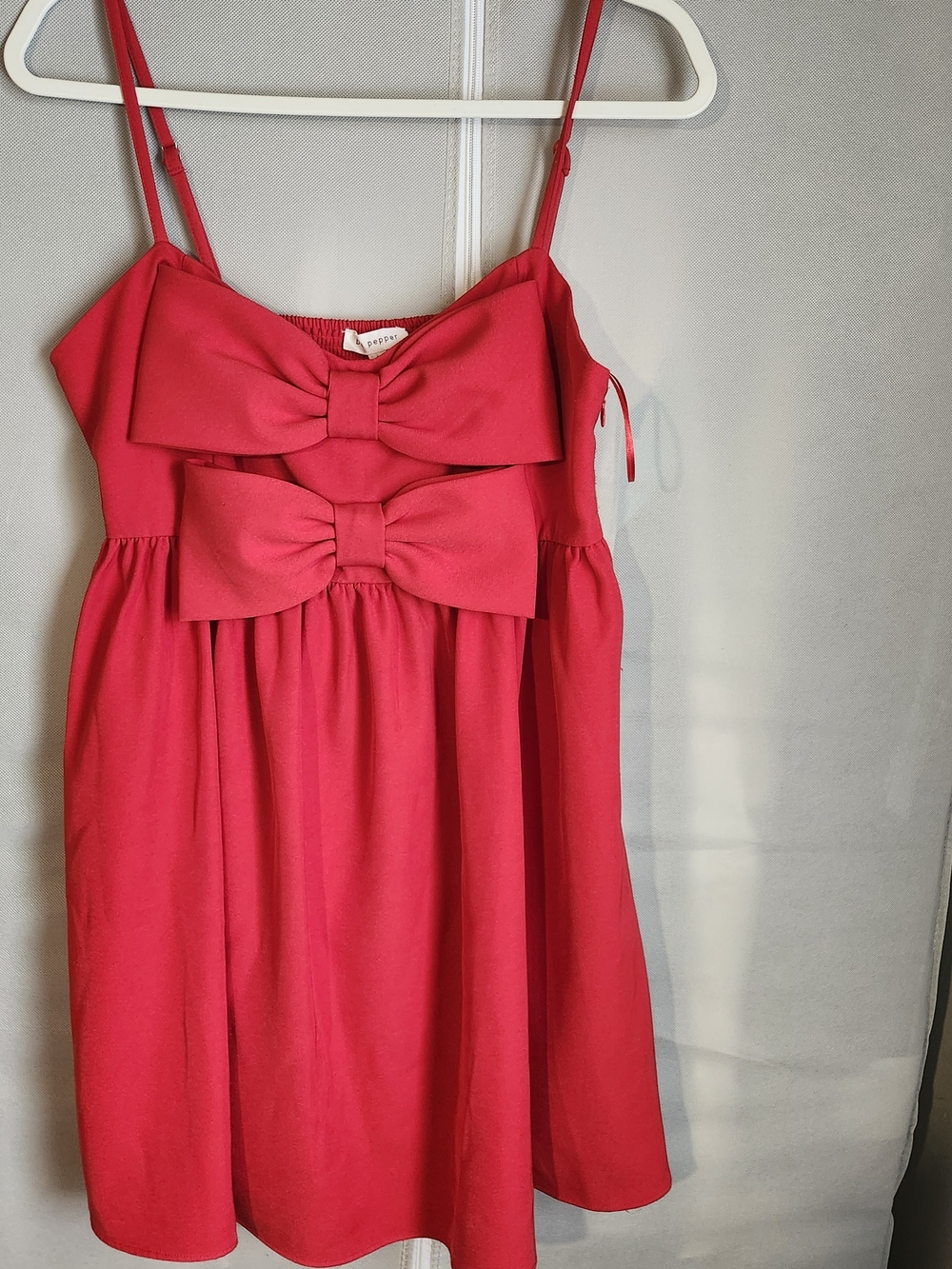 Blu Pepper Hot Pink Double Bow Spaghetti Strap Dress